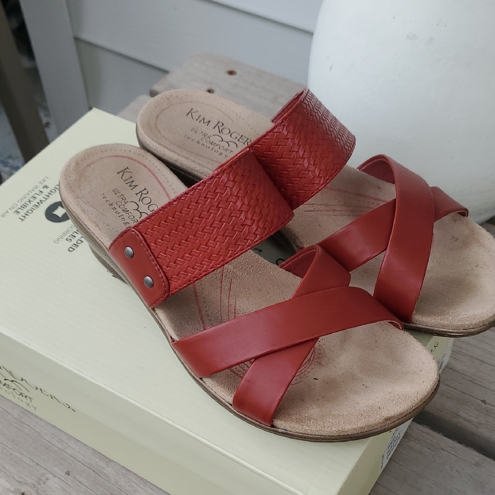 Kim Rogers Women's Red Slide Sandals